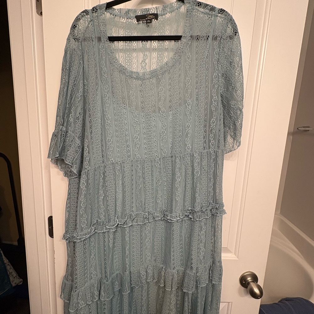 Suzanne Betro Light Blue Lace Dress